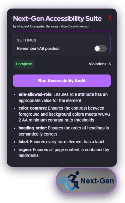 gradea-accessibility-plugin-screenshot Next‑Gen Accessibility Suite Plugin Screenshot Image
